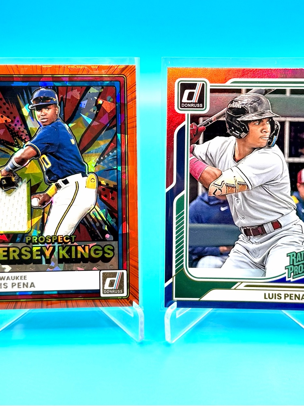Luis Pena Rookie Lot! Red & Blue Rookie Foil + Orange Cracked Ice Jersey Kings!